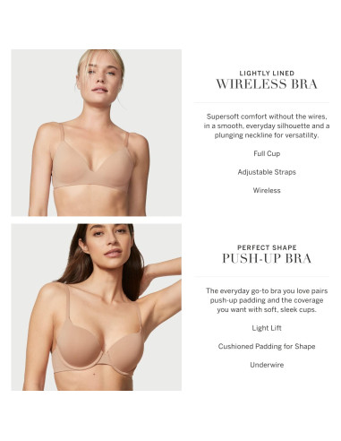 Sostén sin aros Victoria's Secret 32C acolchado rayas rosas