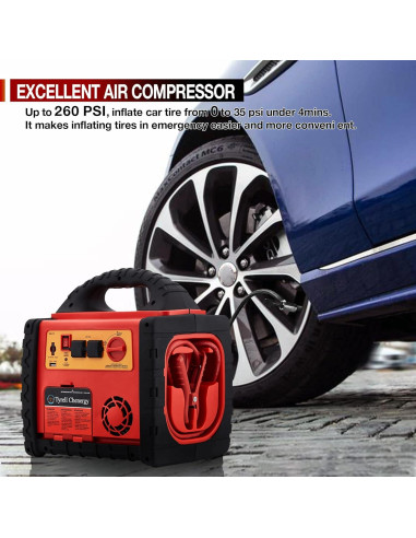 Arrancador de coche Tyrell Chenergy HH715a 1800A con compresor