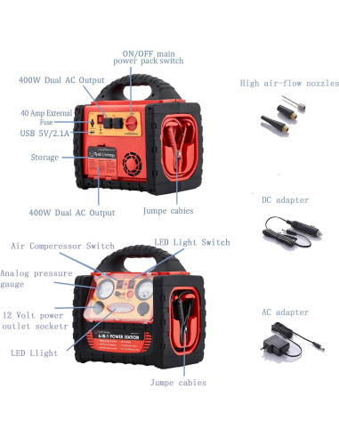 Arrancador de coche Tyrell Chenergy HH715a 1800A con compresor