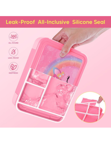 Caja Bento JYPS Rosa para Niños 6 Compartimentos A Prueba de Fugas