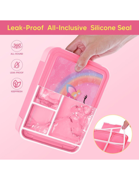 Caja Bento JYPS Rosa para Niños 6 Compartimentos A Prueba de Fugas