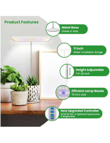 Luz de Crecimiento Wiaxulay 78 LEDs Espectro Completo 2 Paquete