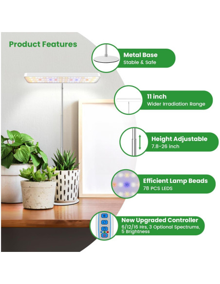 Luz de Crecimiento Wiaxulay 78 LEDs Espectro Completo 2 Paquete