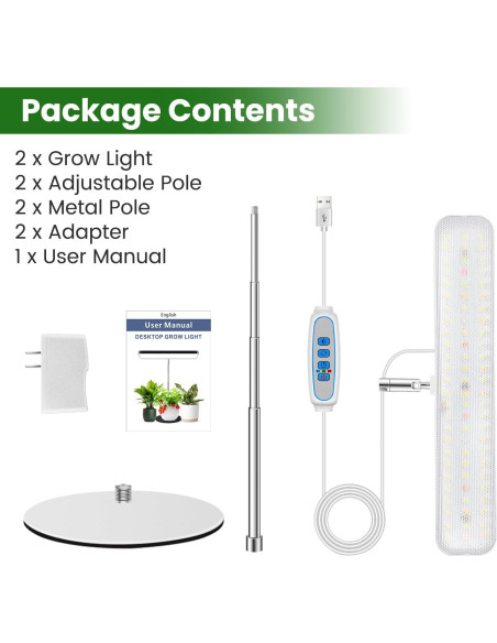 Luz de Crecimiento Wiaxulay 78 LEDs Espectro Completo 2 Paquete