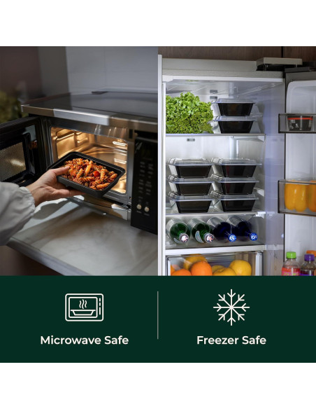 Contenedores de Comida Enther 12 Piezas 830ml Apilables BPA Free