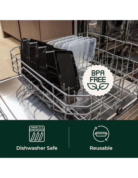 Contenedores de Comida Enther 12 Piezas 830ml Apilables BPA Free