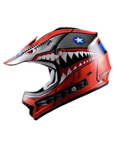 Casco Motocross WOW Youth Shark Rojo Pequeño Aprobado DOT