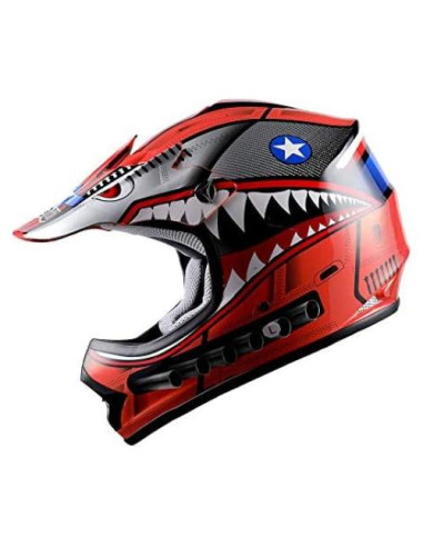 Casco Motocross WOW Youth Shark Rojo Pequeño Aprobado DOT