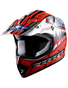 Casco Motocross WOW Youth Shark Rojo Pequeño Aprobado DOT 2
