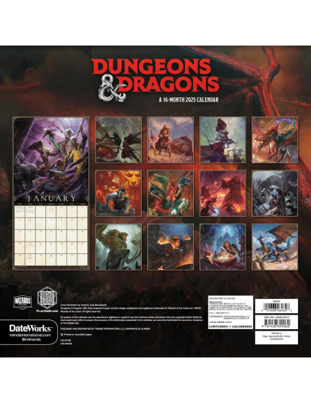 2025 Dungeons and Dragons Wall Calendar