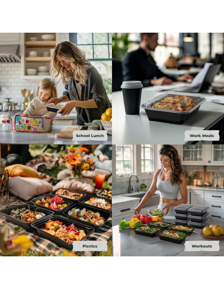 Contenedores de Comida Enther 12 Piezas 830ml Apilables BPA Free