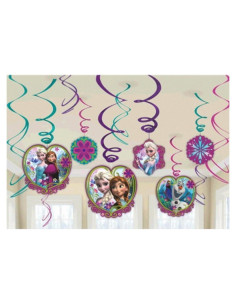 Decoraciones Colgantes de Remolino Frozen American Greetings 12 Unidades