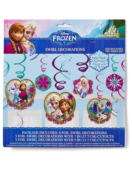 Decoraciones Colgantes de Remolino Frozen American Greetings 12 Unidades