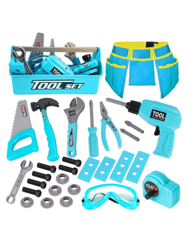 Juego de Herramientas LOYO para Niños 27 Piezas Azul