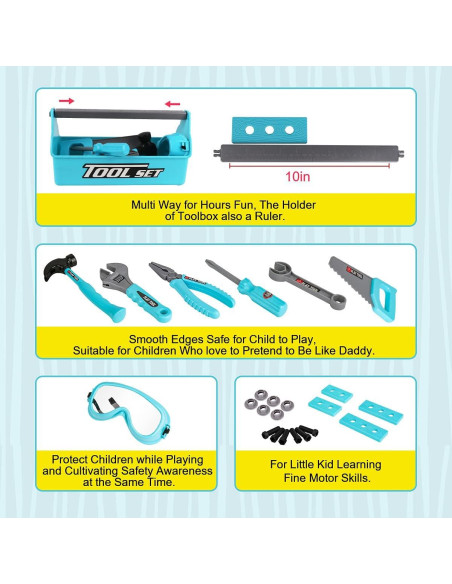 Juego de Herramientas LOYO para Niños 27 Piezas Azul