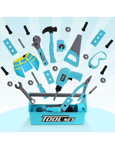 Juego de Herramientas LOYO para Niños 27 Piezas Azul