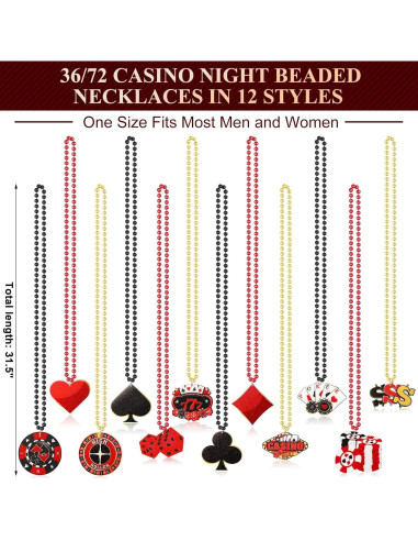 Collares de Perlas Casino 72 Pcs Ferreve 12 Estilos Fiesta