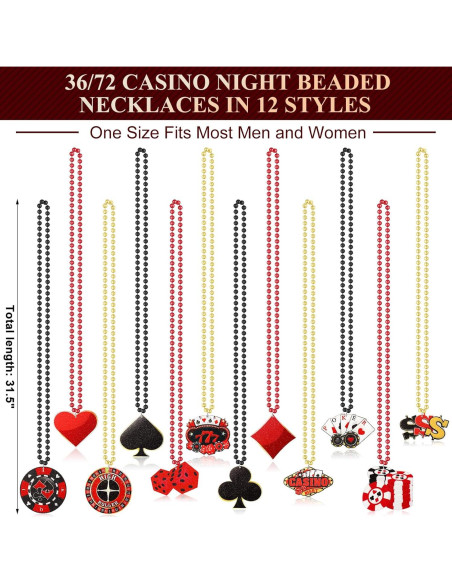 Collares de Perlas Casino 72 Pcs Ferreve 12 Estilos Fiesta