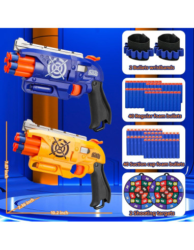Conjunto de 2 Pistolas Blaster BBnote con 80 Dardos y Objetivos