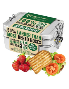 Caja Bento Apilable GreenLunch de Acero Inoxidable 6 Tazas