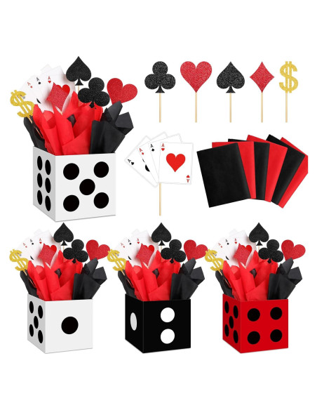 Zhanmai 4 Cajas de Póker para Fiesta Casino 15x15x15 cm