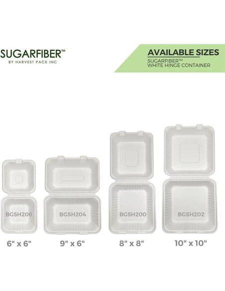 50 Contenedores Cuadrados Compostables Harvest Pack 15.24 cm 50 Contenedores Cuadrados Compostables Harvest Pack 15.24 cm