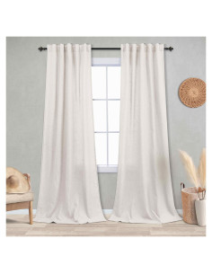Cortinas de Lino KOUFALL 42x229 cm, 2 Paneles Semi Transparentes