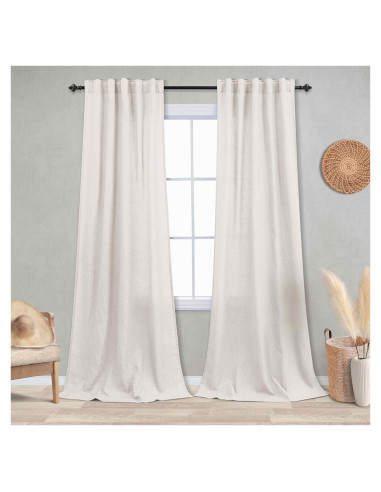 Cortinas de Lino KOUFALL 42x229 cm, 2 Paneles Semi Transparentes