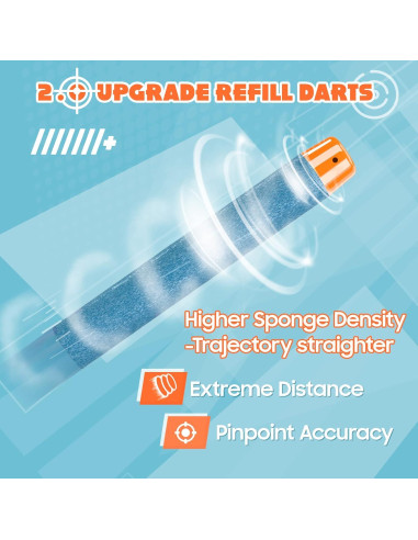 Recargas Nerf AMOSTING 100PCS Elite 2.0 Azul con Bolsa