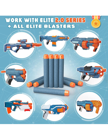 Recargas Nerf AMOSTING 100PCS Elite 2.0 Azul con Bolsa