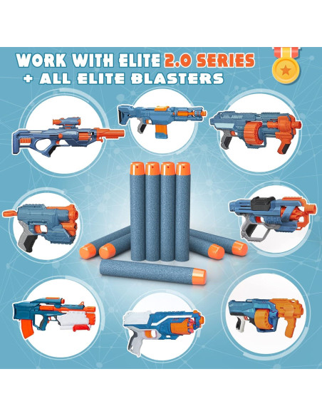 Recargas Nerf AMOSTING 100PCS Elite 2.0 Azul con Bolsa