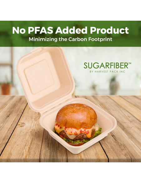 50 Contenedores Cuadrados Compostables Harvest Pack 15.24 cm 50 Contenedores Cuadrados Compostables Harvest Pack 15.24 cm