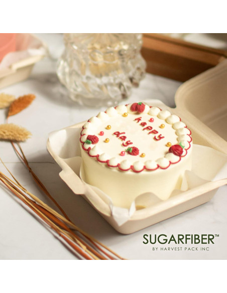 50 Contenedores Cuadrados Compostables Harvest Pack 15.24 cm 50 Contenedores Cuadrados Compostables Harvest Pack 15.24 cm