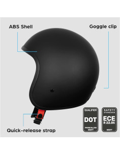 Casco de Moto Abierto Westt Vintage XL Negro Mate 3/4 2