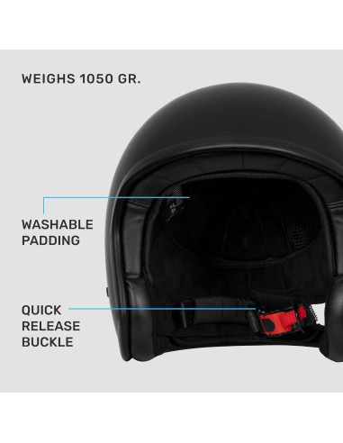 Casco de Moto Abierto Westt Vintage XL Negro Mate 3/4