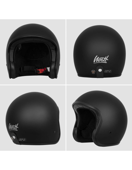 Casco de Moto Abierto Westt Vintage XL Negro Mate 3/4