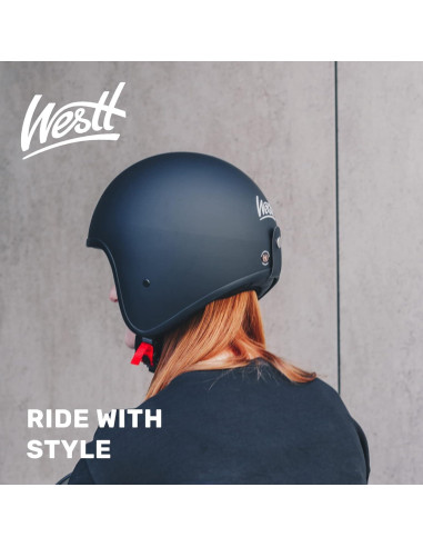 Casco de Moto Abierto Westt Vintage XL Negro Mate 3/4