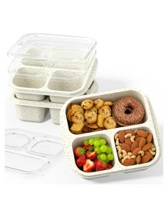 Cajas Bento Apilables Enstphjoy - 3 Compartimentos, 650ml, Blanco