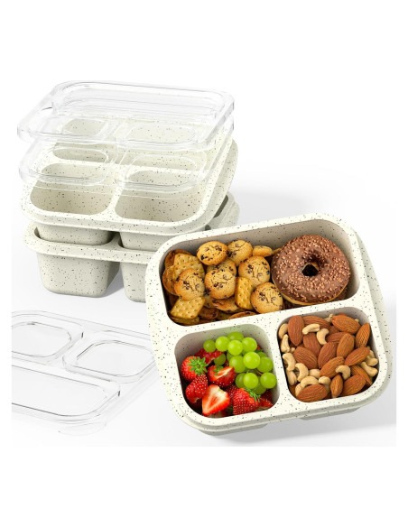 Cajas Bento Apilables Enstphjoy - 3 Compartimentos, 650ml, Blanco