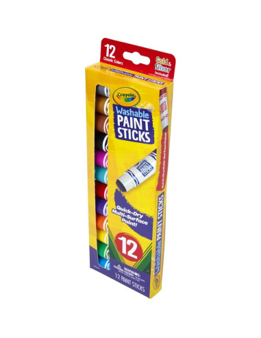 Crayola Palitos de Pintura Lavables 12 Colores Secado Rápido