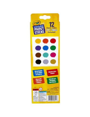 Crayola Palitos de Pintura Lavables 12 Colores Secado Rápido