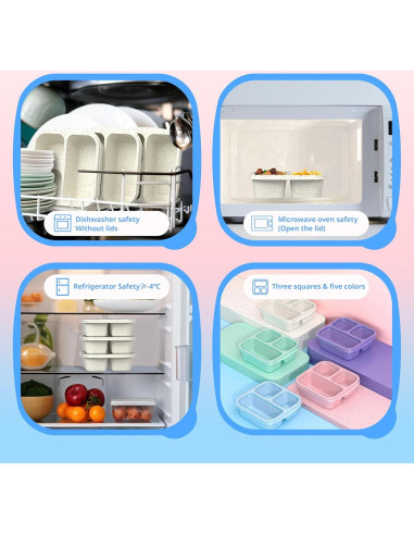 Cajas Bento Apilables Enstphjoy - 3 Compartimentos, 650ml, Blanco