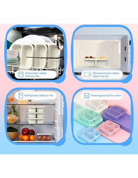 Cajas Bento Apilables Enstphjoy - 3 Compartimentos, 650ml, Blanco