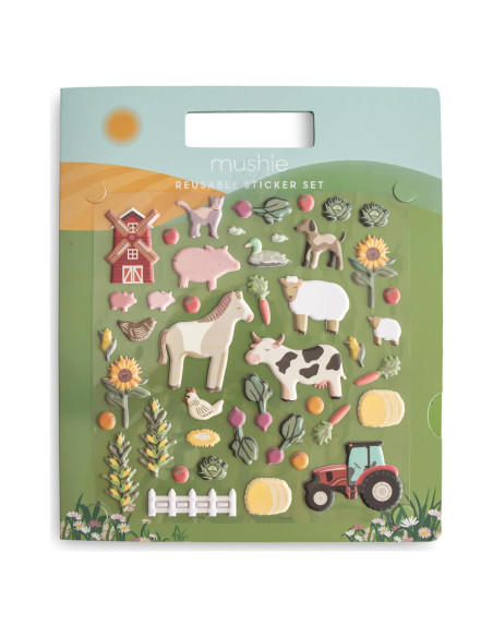 Set de Stickers Reutilizables Mushie Granja 50 Piezas