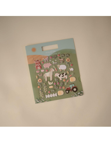 Set de Stickers Reutilizables Mushie Granja 50 Piezas