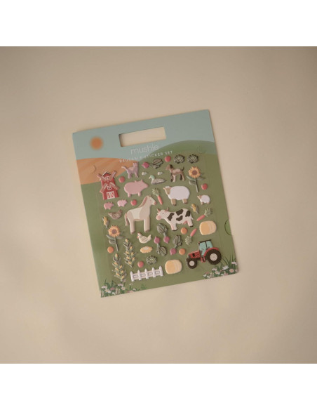 Set de Stickers Reutilizables Mushie Granja 50 Piezas