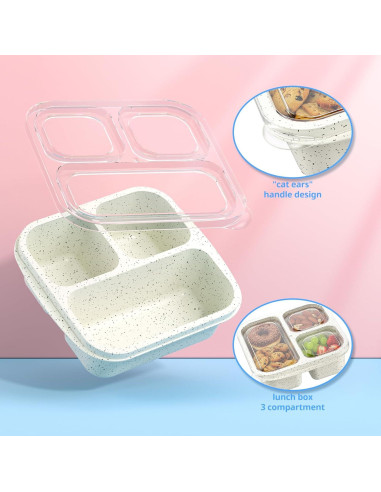 Cajas Bento Apilables Enstphjoy - 3 Compartimentos, 650ml, Blanco
