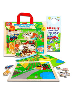 Tablero Magnético Montessori de Granja - 27 Piezas de Madera