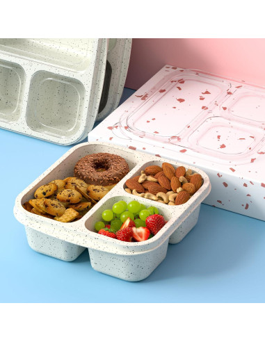 Cajas Bento Apilables Enstphjoy - 3 Compartimentos, 650ml, Blanco