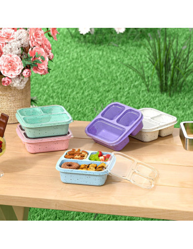 Cajas Bento Apilables Enstphjoy - 3 Compartimentos, 650ml, Blanco